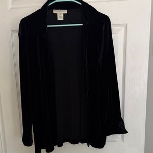 Whimsigoth Susan Bristol Elegant Black Velvet Blouse